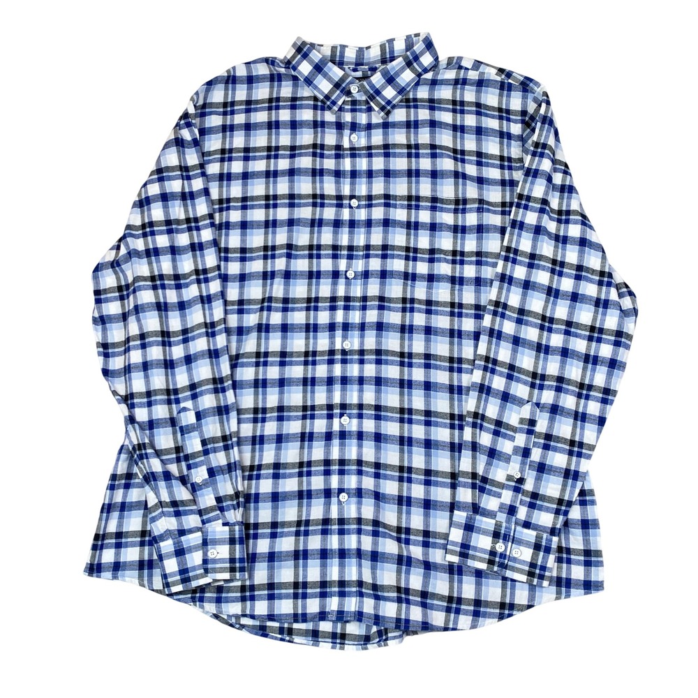 Banana Republic Factory Brush Flannel Shirt Men XXL Blue Check Long Sleeve